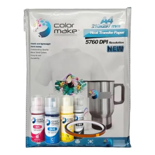 Kit 4 Tintas 70ml 100 Hojas Cinta Color Make Sublimación