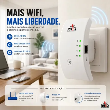 Repetidor De Sinal Wifi Roteador Wireless Amplificador Potente Sem Fio Turbo Cor Branco 1800mbps Longo Alcance Internet Porta Ethernet - RHEAD RED HIGH END STUDIOS