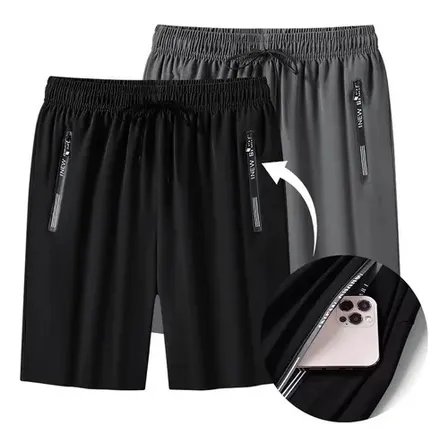 2 Peças Short Confortável Para Correr E Treino Para Homem Negro Y Gris L