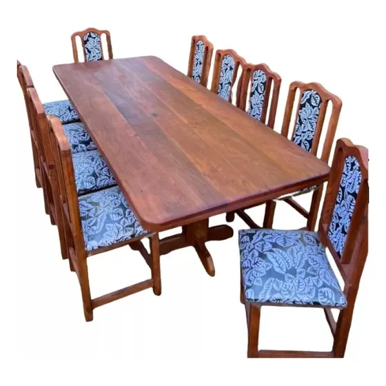 Mesa De Algarrobo 3,00 Mts + 10 Sillas Tapizadas Premium
