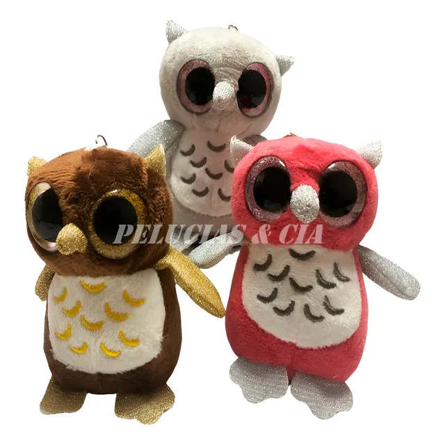Mini Chaveiro Coruja Olhão De Pelúcia 10cm - Jg03pçs