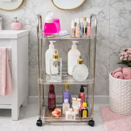 Carrinho Rodinhas Organizador Multiuso Acrílico 3 Andares Transparente