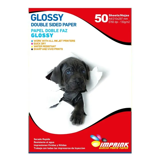 Papel Fotografico Doble Faz Glossy Brillante A4 130g/50hojas