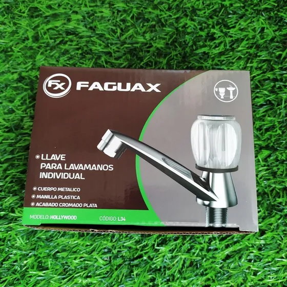 Llave Lavamano Faguax Individual Bronce Manilla Acrilica L34