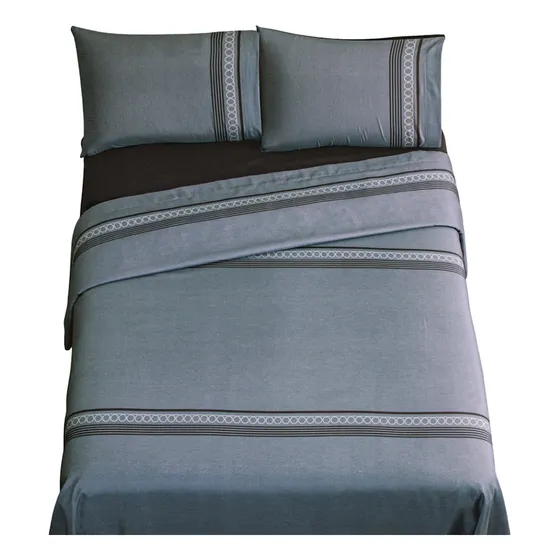 Juego Sábanas Poliéster Matrimonial Concord Color Gris Oscuro Diseño De La Tela Liso