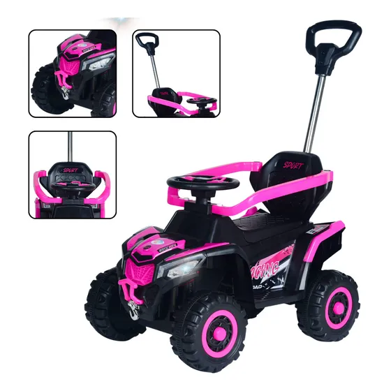 Quadriciclo Rosa Infantil Passeio E Andador Unitoys Pro Aventura
