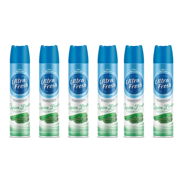 6 Odorizador Ambientes Ultra Fresh 400ml Capim Limão Bom Ar