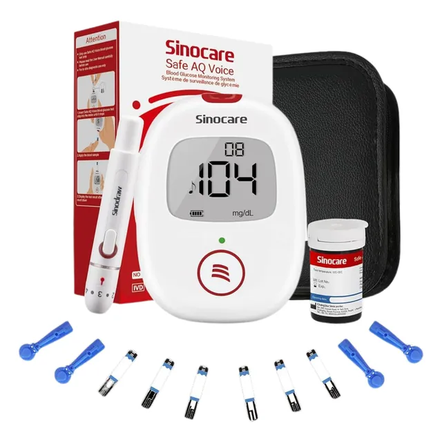 Glucometro Safe Aq Voice - Rojo + 50 Tiras + 50 Lancetas - O