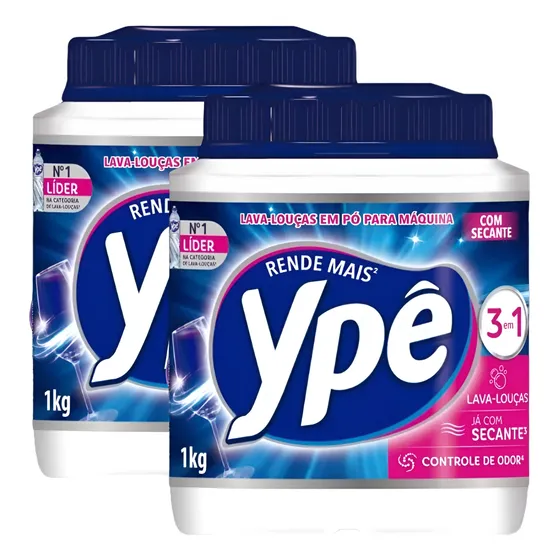 Kit 2 Sabão Detergente Lava Louças Pó Ypê 1kg Já Com Secante