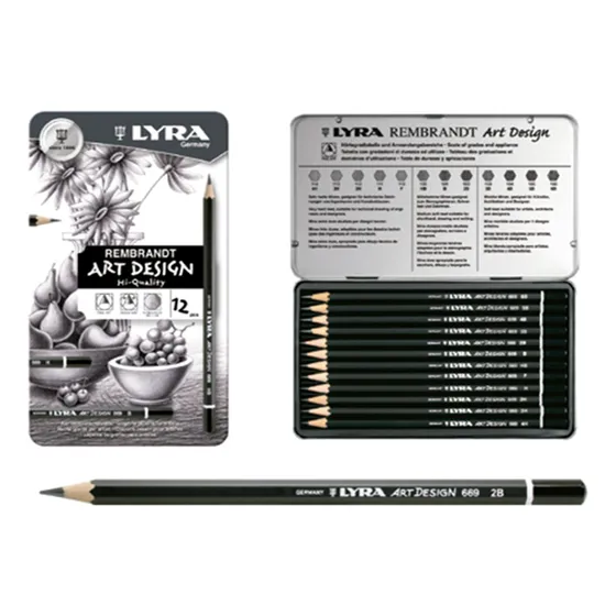 Lapices De Grafito Graduados Lyra Lata X 12 Dibujo Tecnico