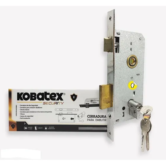 Cerradura Embutir 45mm Kobatex 2 Pases Con Cilindro, Llaves 