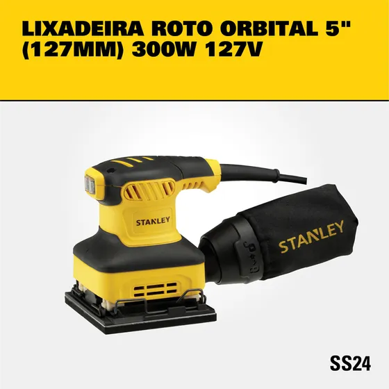 Lixadeira Orbital 1/4" Stanley Modelo SS24 Com Coletor de Pó Potência de 240W 127V