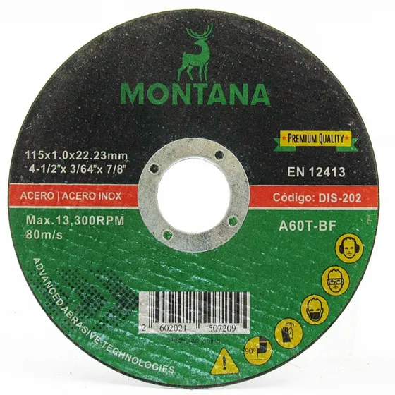 Disco Corte 4 '' Metal Montana 115x1.0mm 25 Unidades