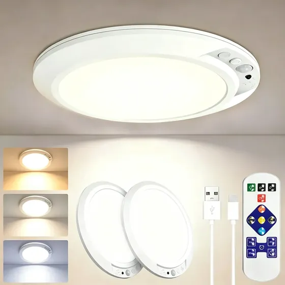 Kit 2 Luminárias Led Teto Com Sensor Dimerizável 5v Branco-2pçs
