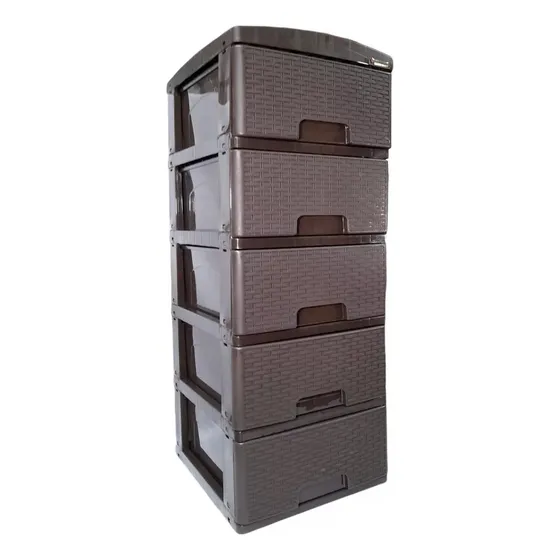 Cajonero Apariencia Rattan 5 Gavetas Colplast Color Marrón oscuro