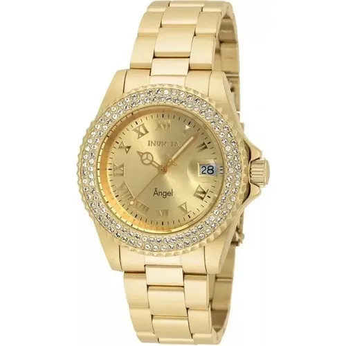 Relógio De Pulso Invicta Angel 28672 Com Corria De Aço Inoxidável Cor Dourado
