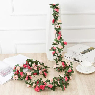 Cordão De Folhas E Flores Peônias Artificiais 2,5m Cordão De Folhas E Flores Peônias Artificiais 2,5m