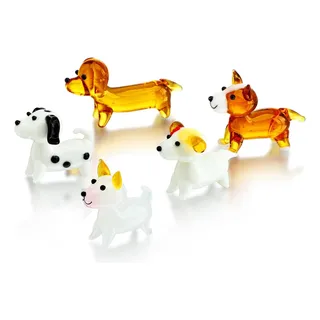 H&d Hyaline & Dora Paquete De 5 Figuras De Perro De Vidrio H&d Hyaline & Dora Paquete De 5 Figuras De Perro De Vidrio