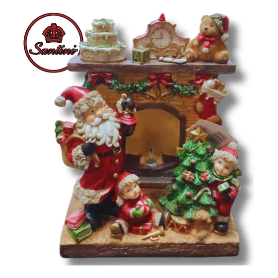 Casa Chimenea Con Santa Claus Marca Santini