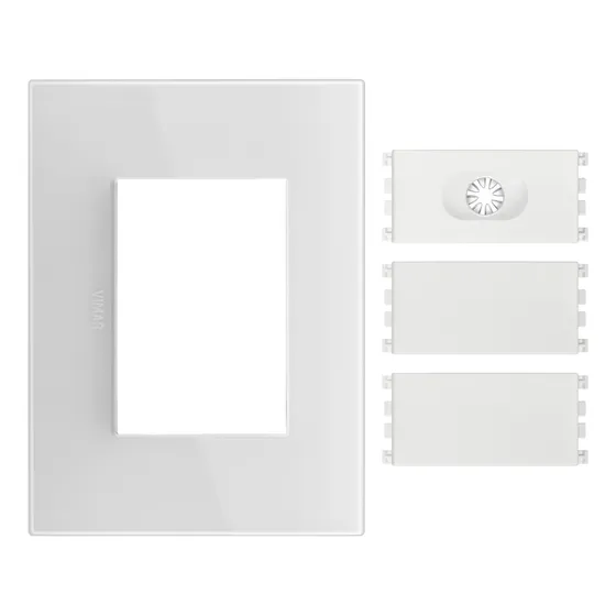 Placa Blanca Con Salida Cable Y 2 Módulo Ciego Blanco Vimar