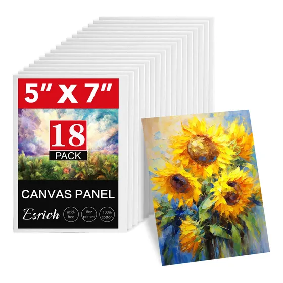 Kit De 18 Mini Lienzos Esrich 5 X 7 Pulgadas Para Pintura Al