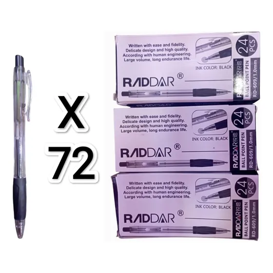 Lapiceros Raddar 3 Cajitas De 24 Unds C/u (72 Unds)