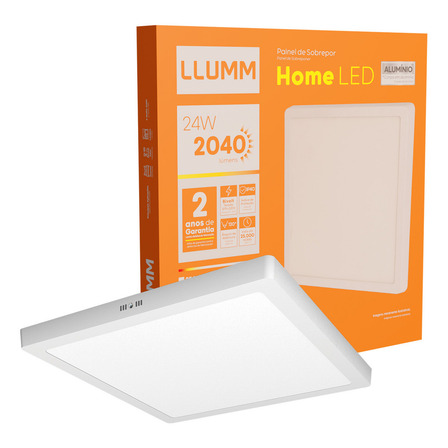 Painel Home Led 24w Plafon Sobrepor 30x30cm Quadrado Branco-frio 6500k Llumm Painel Home Led 24w Plafon Sobrepor 30x30cm Quadrado Branco-frio 6500k Llumm