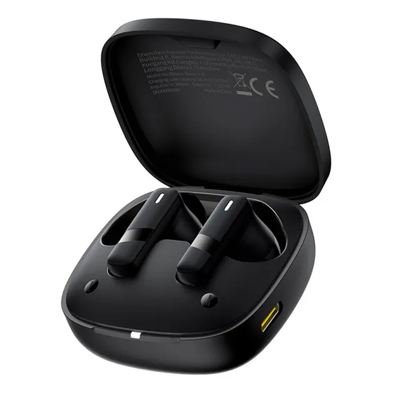 Auriculares baseus bowie E20 bluetooth 5.3 2 micrófonos cancelación de ruido color negro