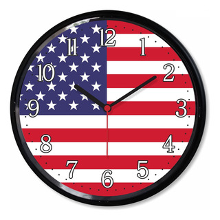 Relogio Parede Bandeira Americana Estados Unidos C/ Moldura Relogio Parede Bandeira Americana Estados Unidos C/ Moldura