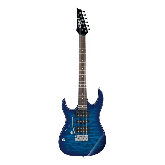 Guitarra eléctrica para zurdo Ibanez RG GIO GRX70QA gio de álamo transparent blue burst transparente con diapasón de amaranto