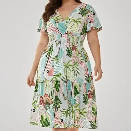 Vestido Plus Size Soltinho Fresco Casual Tamanho Grande