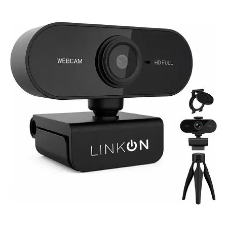 Webcam Camara Web Fullhd 1080p Usb Microfono Tripode Color Negro