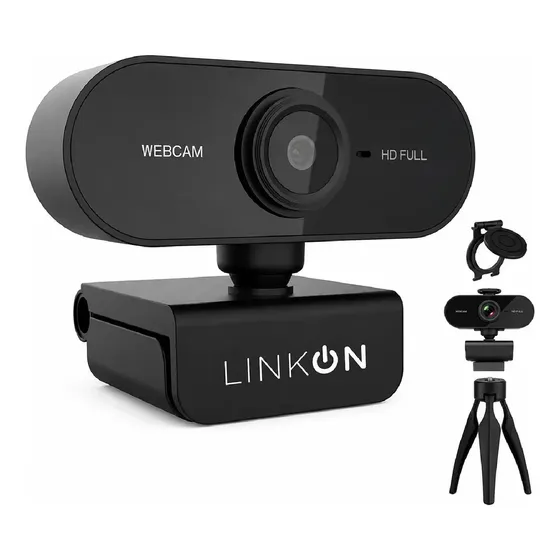 Webcam Camara Web Fullhd 1080p Usb Microfono Tripode Color Negro