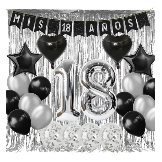 Combo De Globos Cumpleaños Mis 18 Años Super Completo 