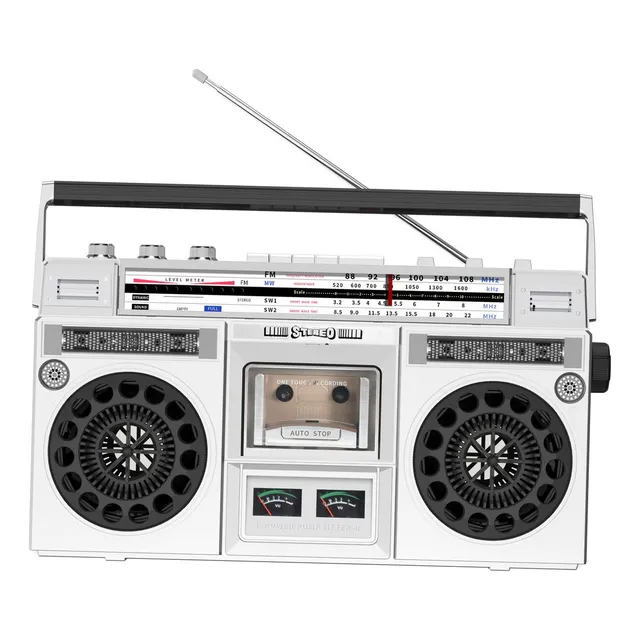 N Reproductor De Casete, Grabadora De Radio Estéreo Plata