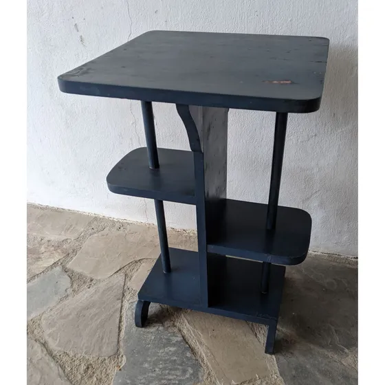 Mesa De Sala Antigua Estilo Art Deco 4 Niveles Patinada Azul