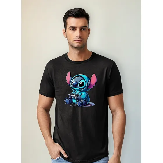 Camiseta Lilo E Stitch Gamer Geek Infantil Camisa Unissex
