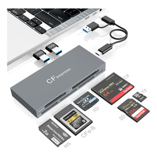 Lector De Tarjetas Cfexpress Tipo B 8 En 1 Con 2 Puertos Usb Lector De Tarjetas Cfexpress Tipo B 8 En 1 Con 2 Puertos Usb