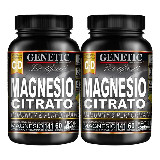 120 Días Magnesio Citrato Vits C D Energía Vitalidad Genetic