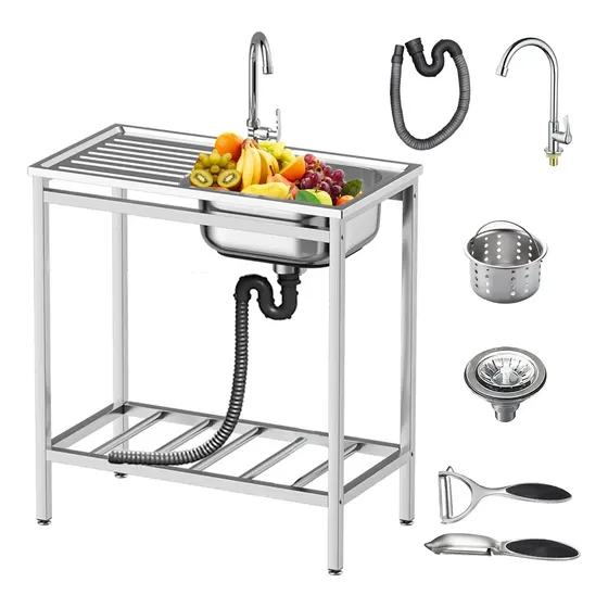 Fregadero Industrial De Acero Inoxidable Con Grifo Cocina