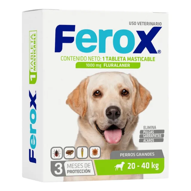 Ferox 20 A 40kg Pastilla Tableta Anti Pulgas Y Garrapatas