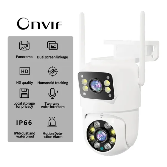 Camara De Seguridad Exterior Wifi 4mp 4k Doble Lente Hd
