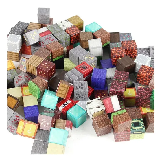 200 Bloques Magnéticos Al Azar Cubos Minncraft - En Caja