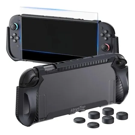 Funda Premium + Mica Vidrio + Grips + Para Nintendo Switch 2 Negro