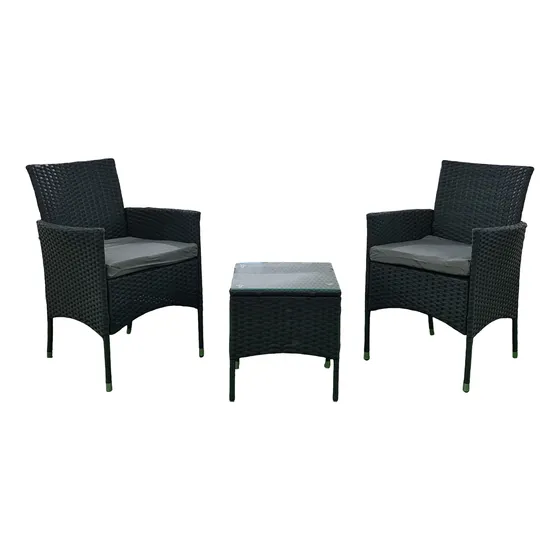 Juego De Recibo 2 Puestos En Rattan Negro Powerfik