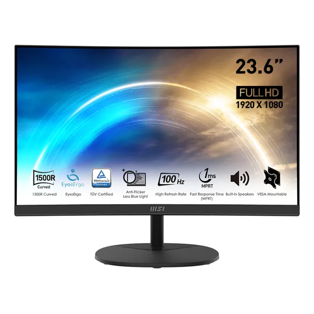 Monitor Msi Pro Mp2412c Curvo 23.6  Va Full Hd 100hz Bocinas