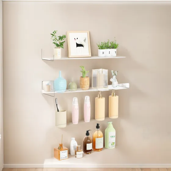 4 Estante Flotantes En Acrílico Para Almacenamiento De Pared