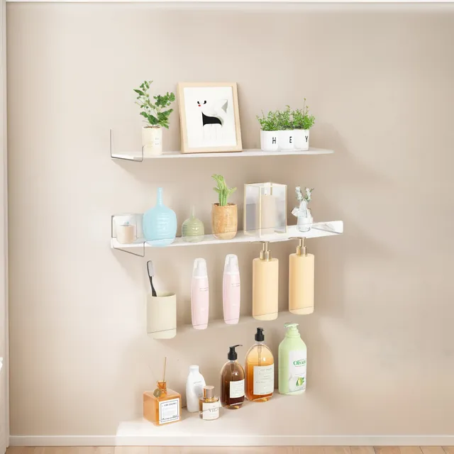 4 Estante Flotantes En Acrílico Para Almacenamiento De Pared
