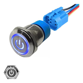 Botão 19mm Inox Lig/desl. Start Led C/ Trava Chicote Rabicho Botão 19mm Inox Lig/desl. Start Led C/ Trava Chicote Rabicho