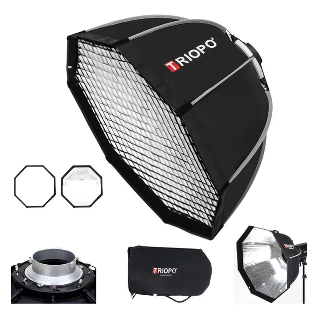 Triopo Bowens Mount Softbox Octagon Para Studio Flash 90 Cm